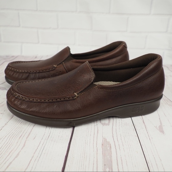 SAS sz 8.5N brown leather comfort loafers - Picture 1 of 12